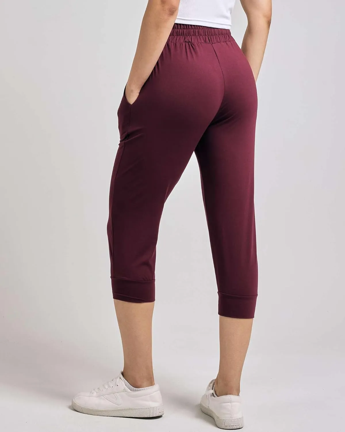 Real Essentials 3-Pack: Women's Ultra Soft Lounge Capri Joggers Sweatpants Athletic Yoga with Pockets(Available in Plus Size)