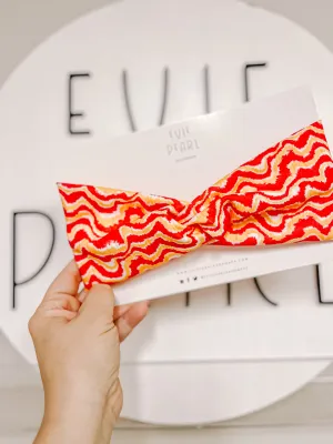 Red Gold White Zig Zag KC Print Twisted Chiefs Turban