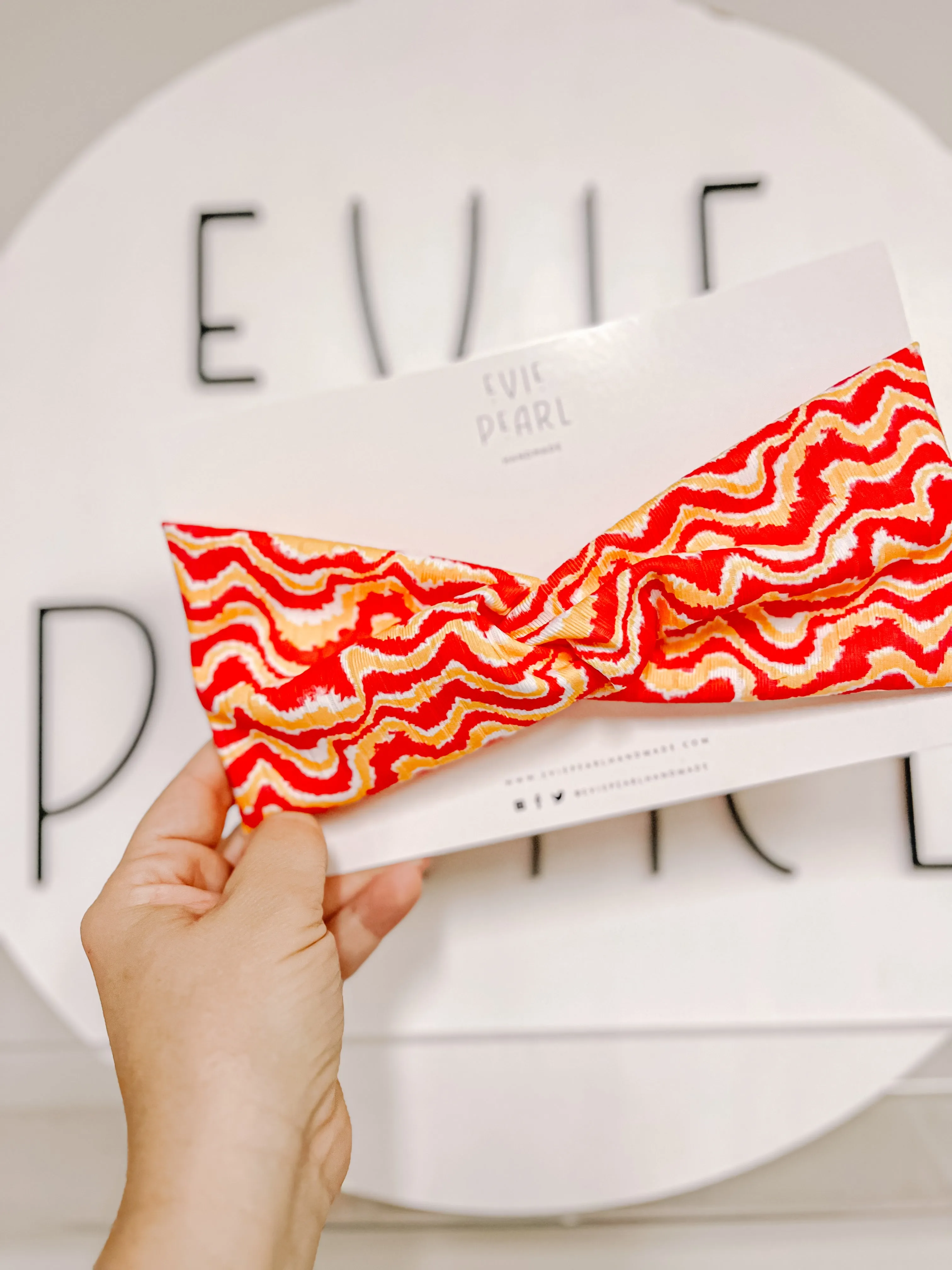 Red Gold White Zig Zag KC Print Twisted Chiefs Turban