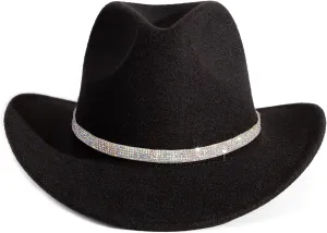 Rhinestone Cowgirl Cowboy Hat Shiny Wide Brim Hat for Party