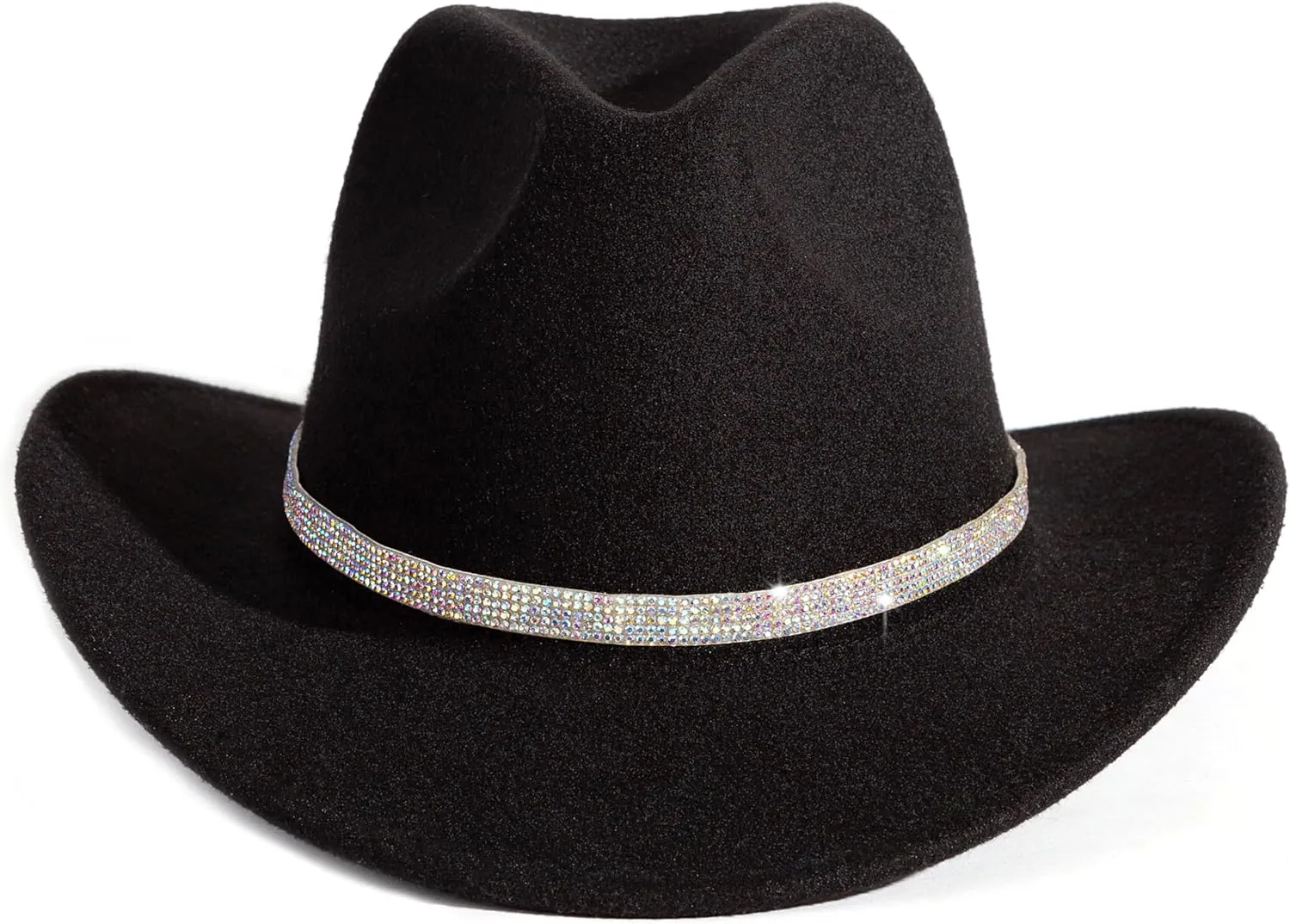 Rhinestone Cowgirl Cowboy Hat Shiny Wide Brim Hat for Party
