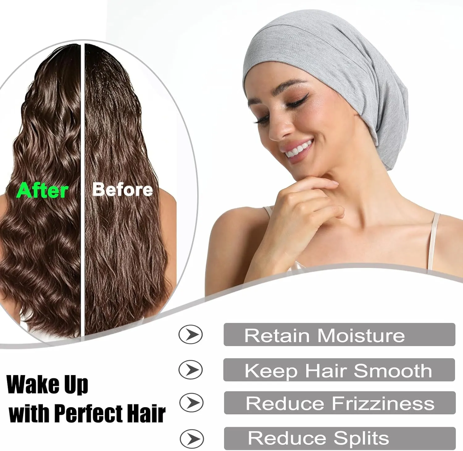 Satin Bonnet for Sleeping Night Cap, Adjustable Satin Lined Silk Bonnets Sleep Cap for Curly Hair Braids Beanie Black Women