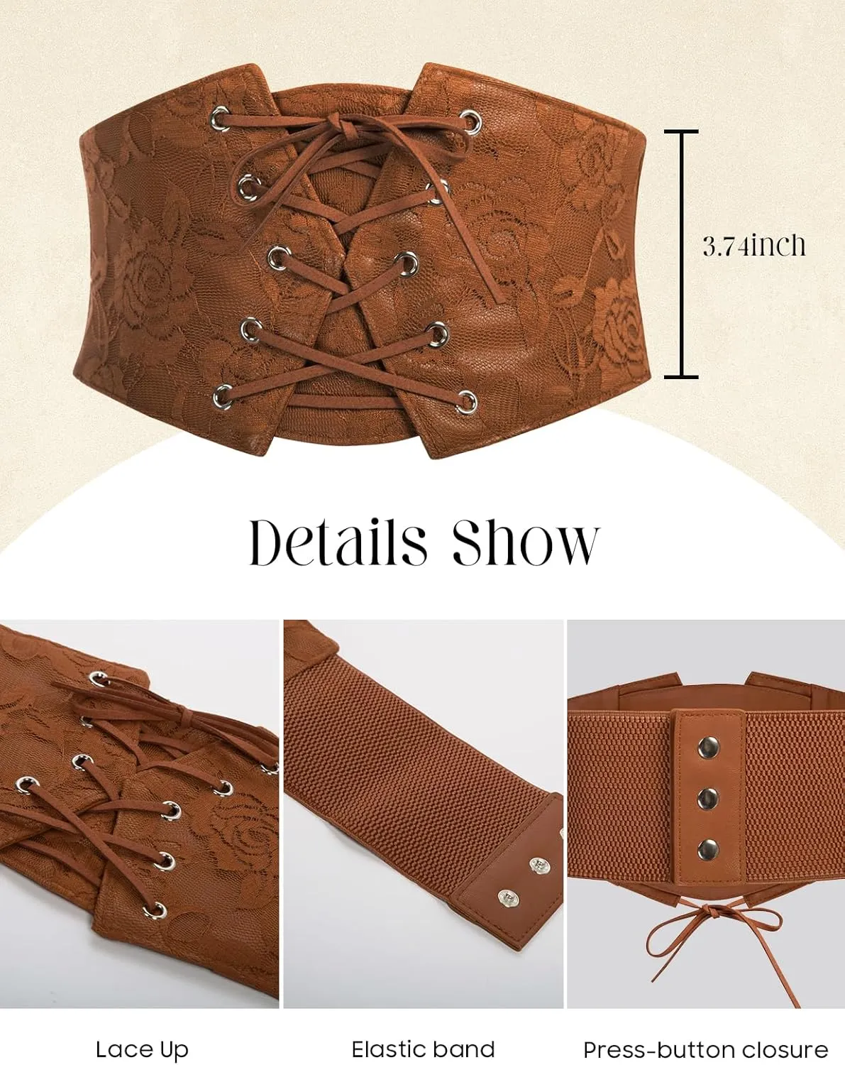 Scarlet Darkness Renaissance Corset Belt for Women Lace Overlay Front Ren Faire Corset