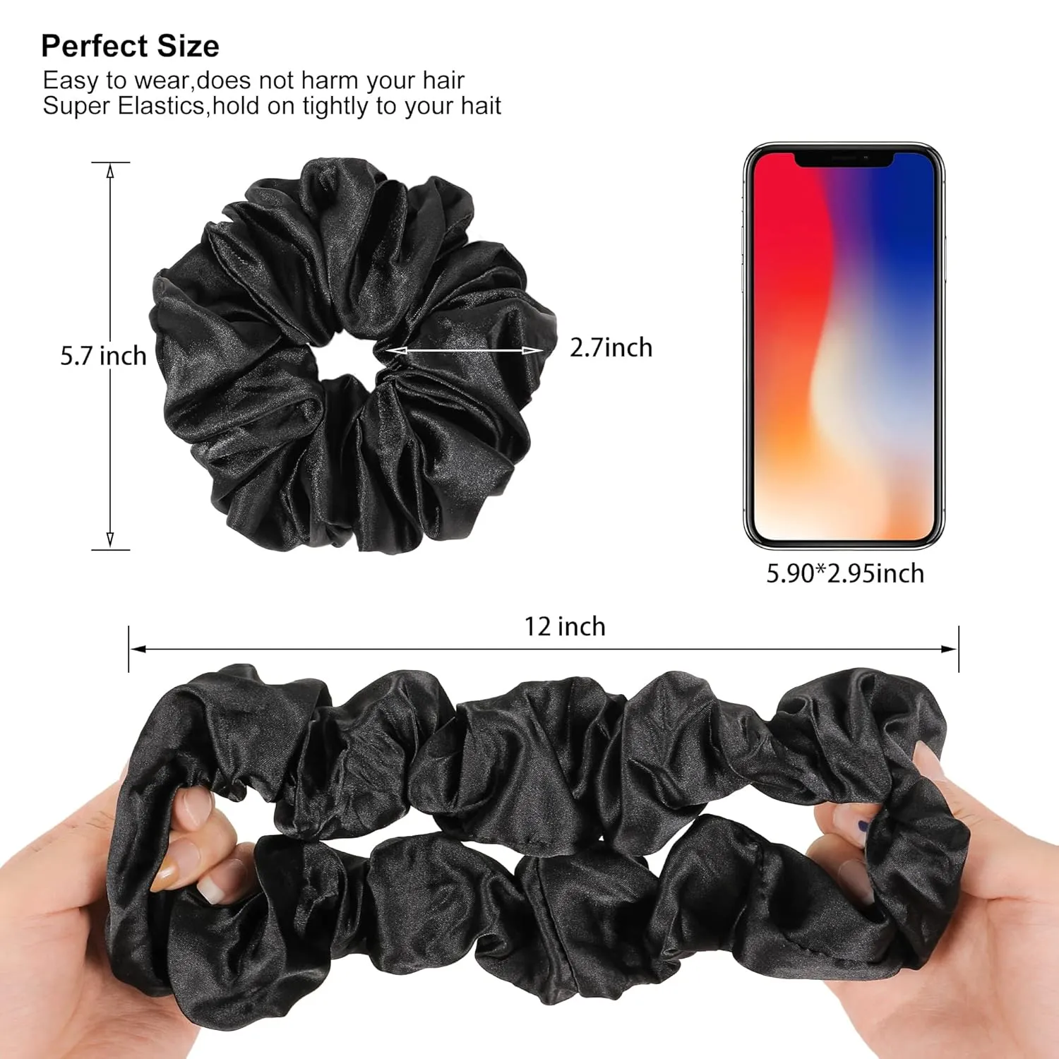Silk Satin Hair Scrunchies for Women Girls Big Large Jumbo Scrunchie for Sleep Cute Gaint Oversize Scrunchy for Thick Hair