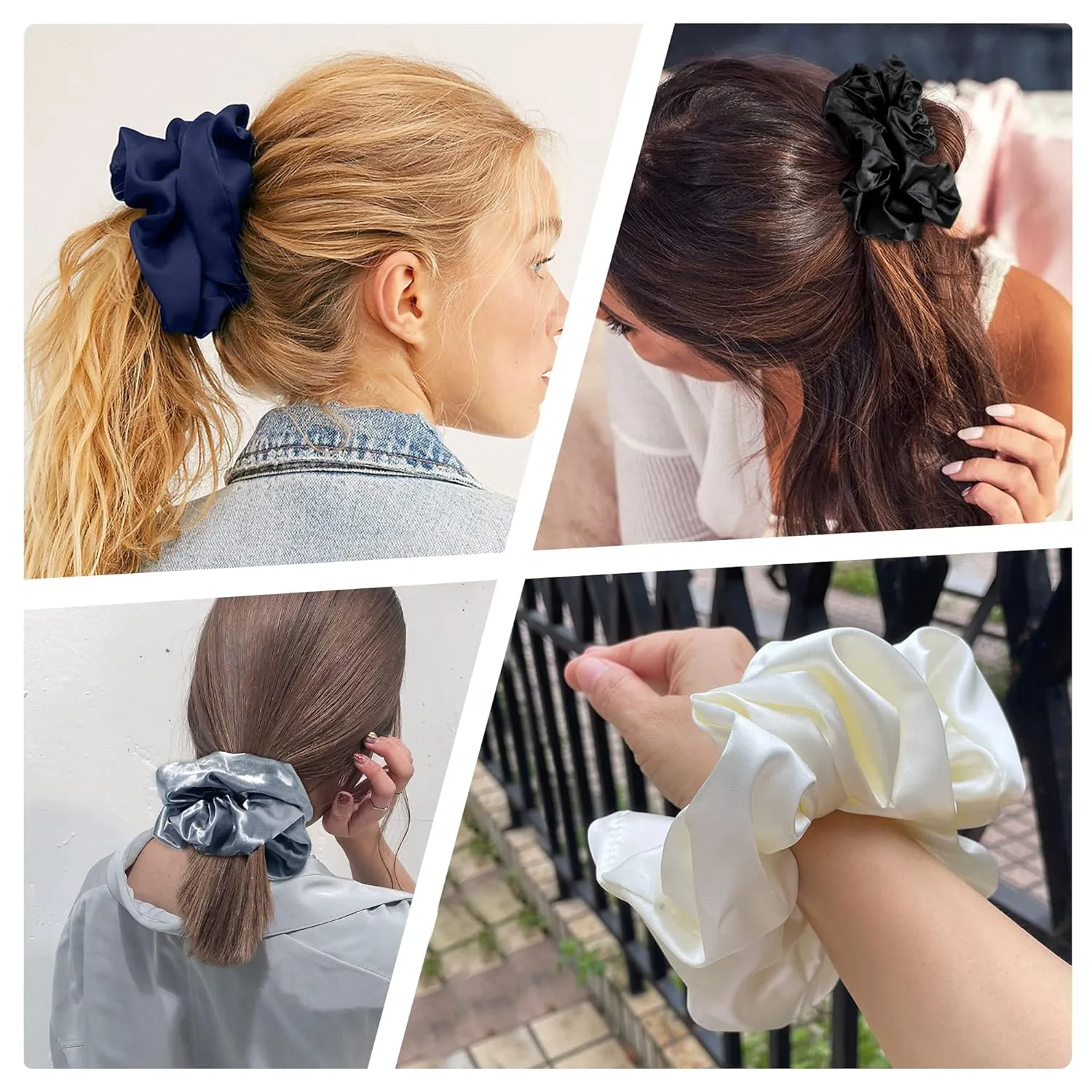 Silk Satin Hair Scrunchies for Women Girls Big Large Jumbo Scrunchie for Sleep Cute Gaint Oversize Scrunchy for Thick Hair