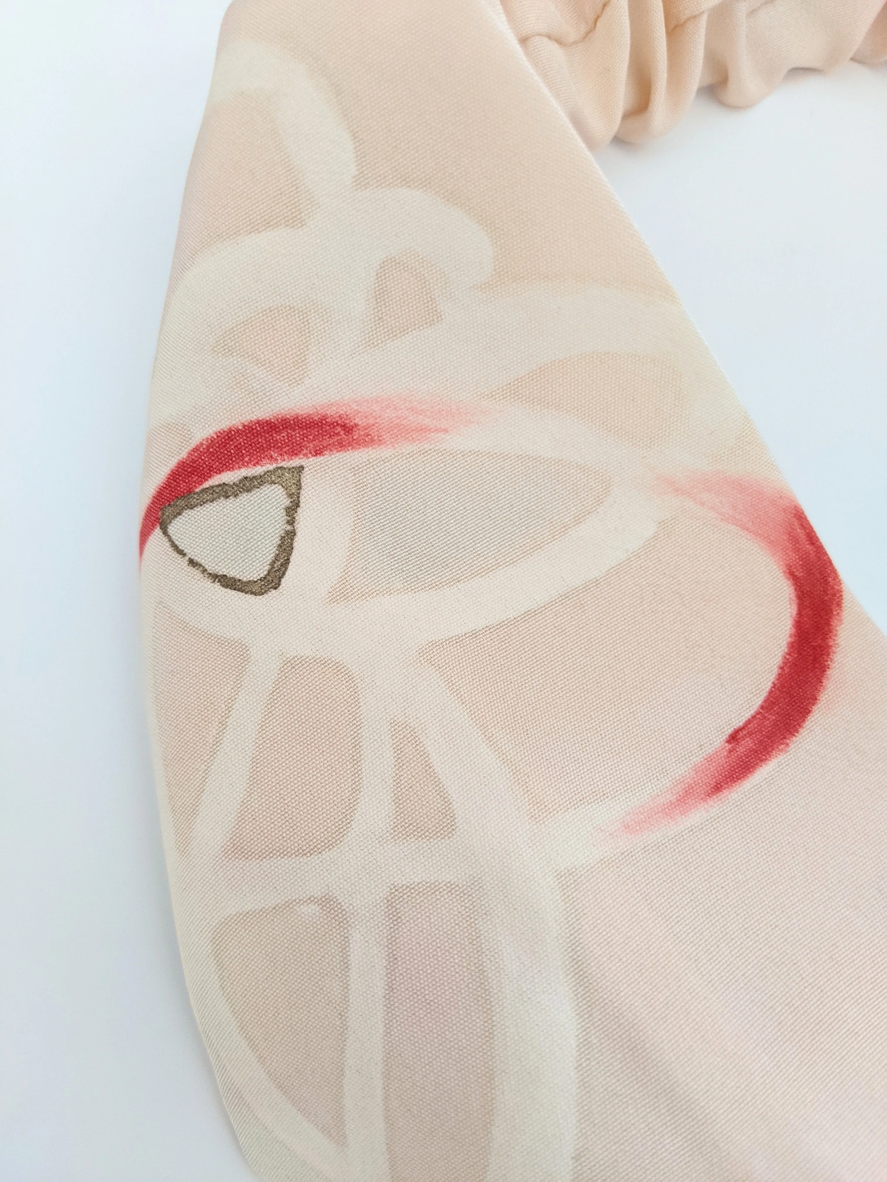 Silk Turban Headband - Pink with floral paint