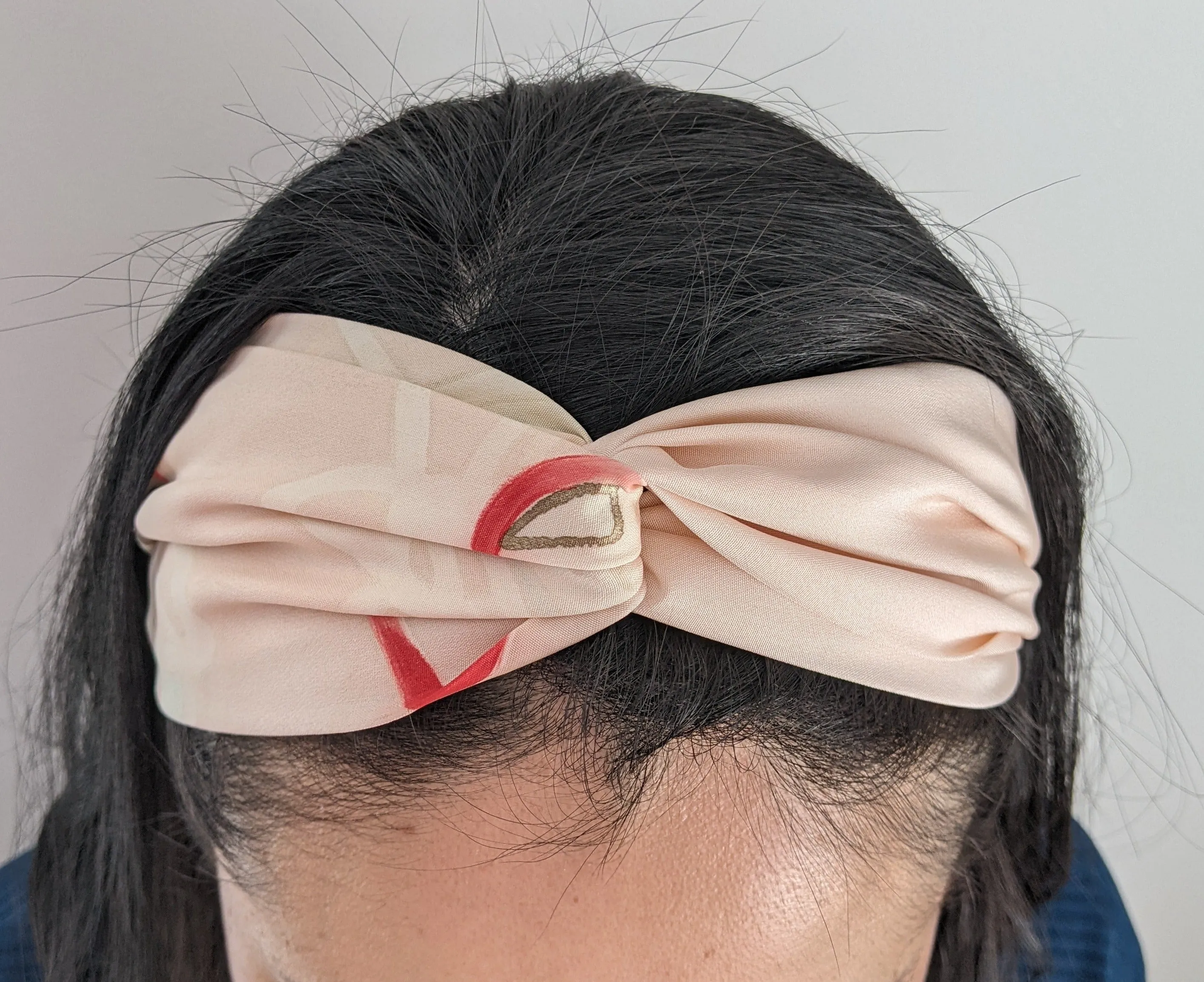 Silk Turban Headband - Pink with floral paint