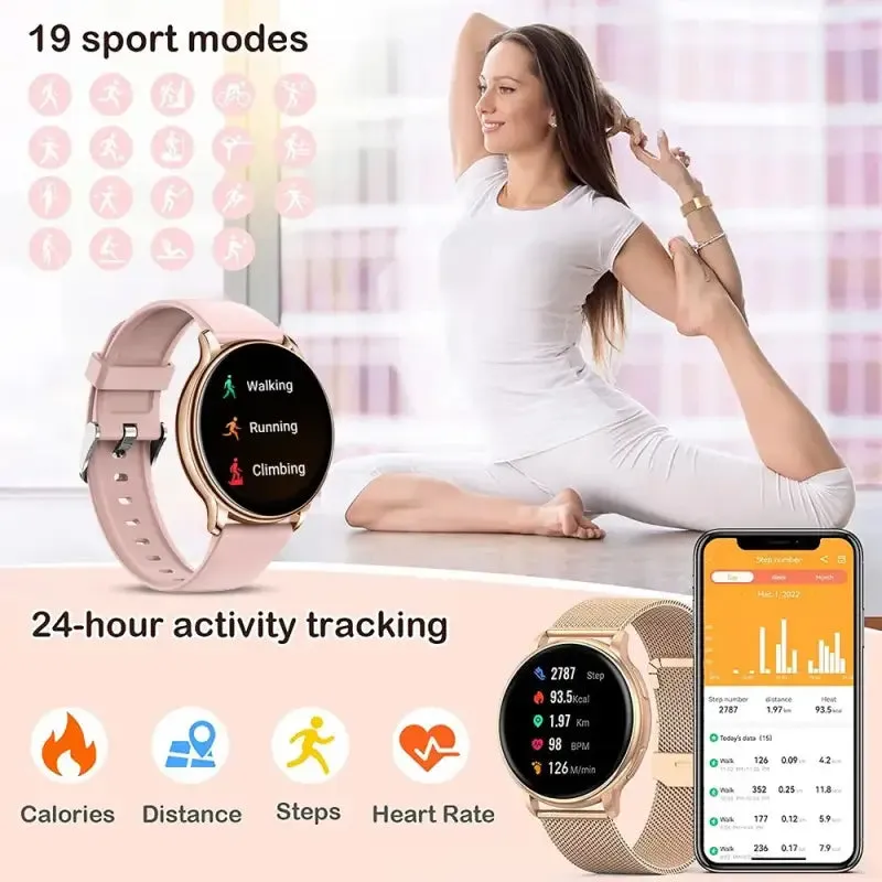 Stylish Heart Rate Smartwatch for Women with Fitness Tracker Features