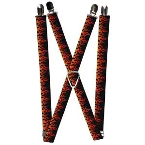 Suspenders - 1.0" - Flames Black/Orange/Red