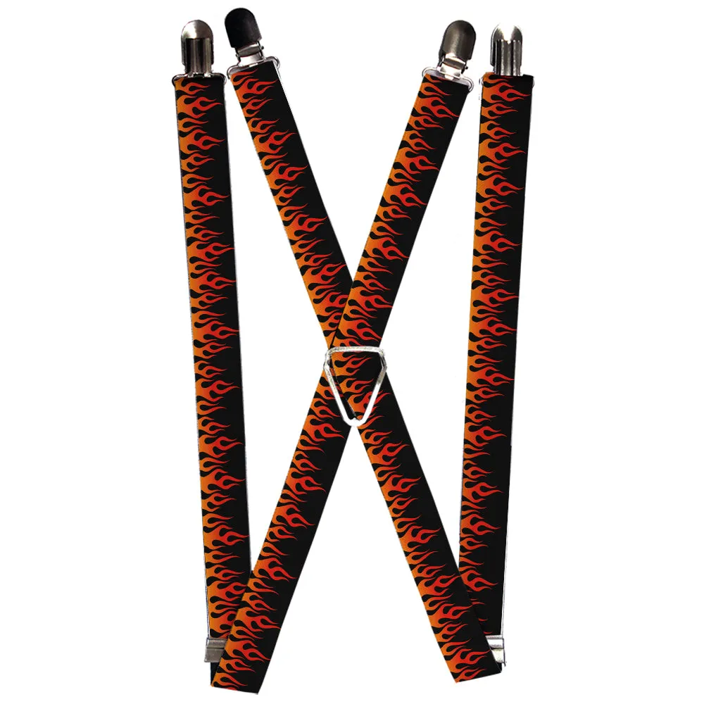 Suspenders - 1.0" - Flames Black/Orange/Red