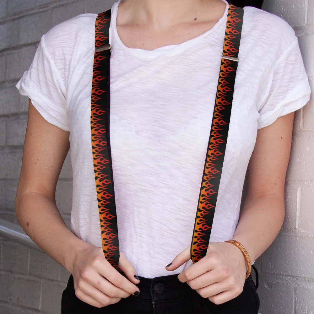 Suspenders - 1.0" - Flames Black/Orange/Red