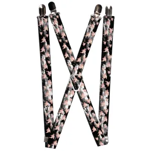 Suspenders - 1.0" - Flying Pigs Black/White/Pink