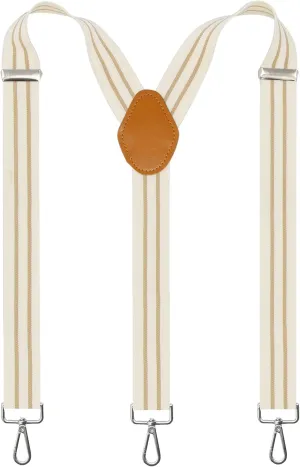 Suspenders for Men 3 Swivel Hooks 1.4 Inch Wide Adjustable Elastic Braces with Heavy Duty Belt Loops