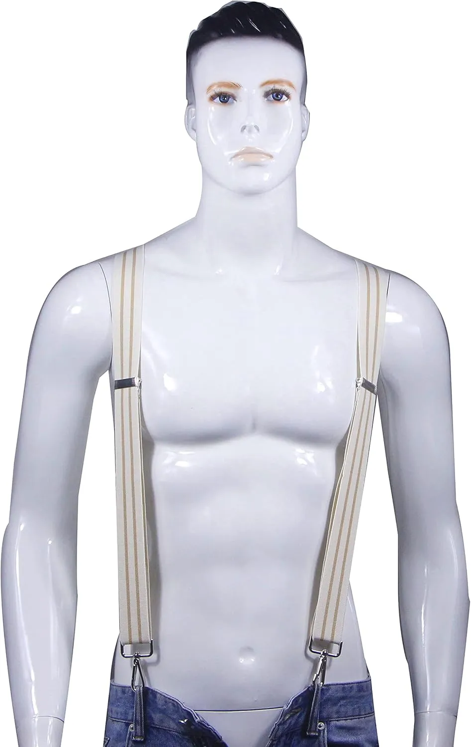 Suspenders for Men 3 Swivel Hooks 1.4 Inch Wide Adjustable Elastic Braces with Heavy Duty Belt Loops
