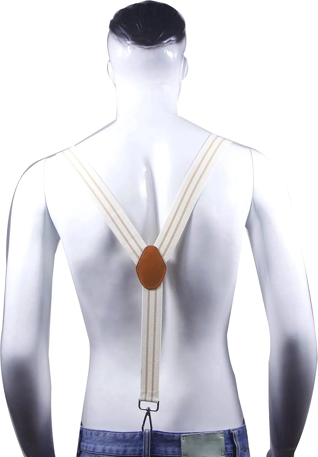 Suspenders for Men 3 Swivel Hooks 1.4 Inch Wide Adjustable Elastic Braces with Heavy Duty Belt Loops