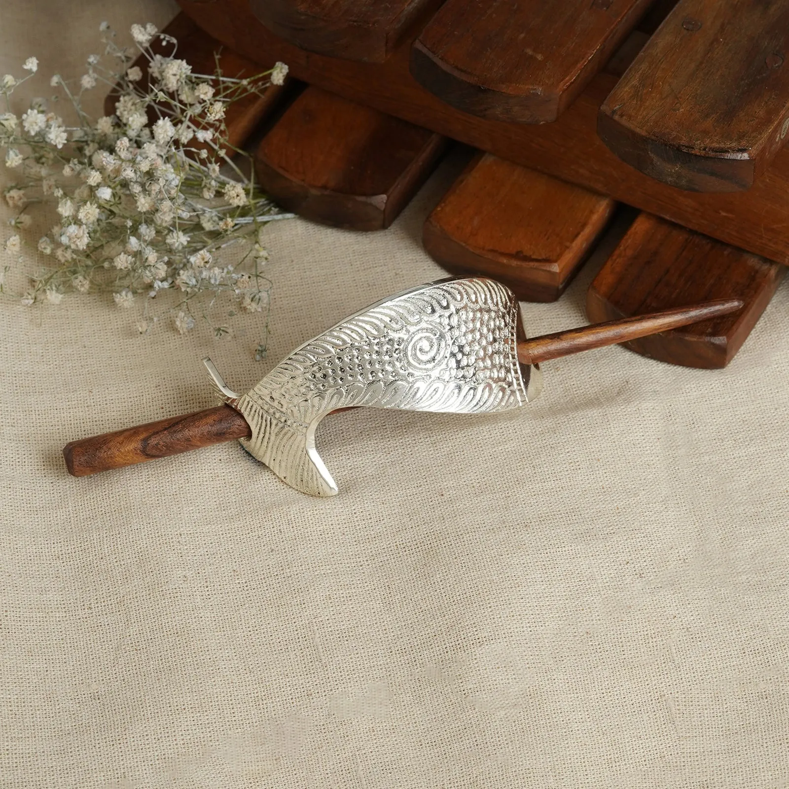 Teejh Fatima Silver lossy Bun Stick