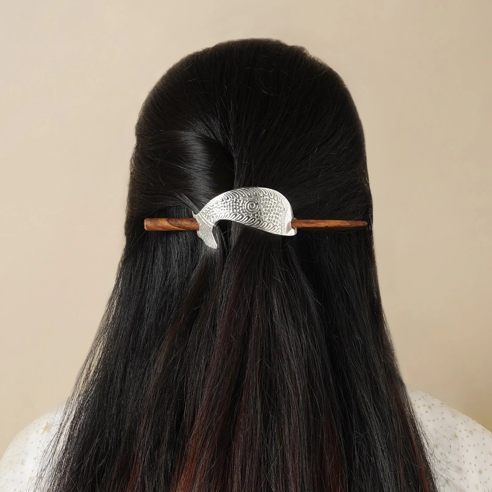 Teejh Fatima Silver lossy Bun Stick
