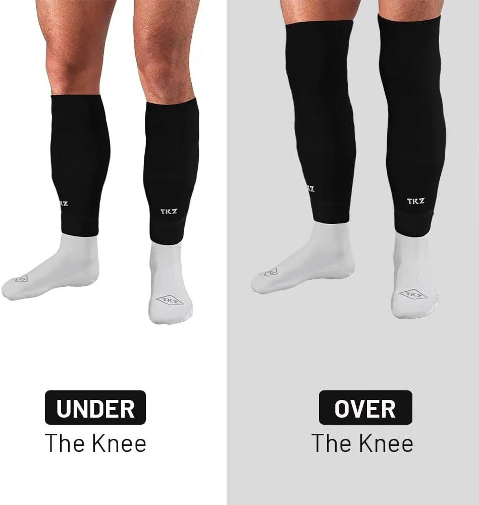 Tekkerz leg sleeve over 20 color variations compatible with grip socks for soccer, football, hockey, rugby athletic socks