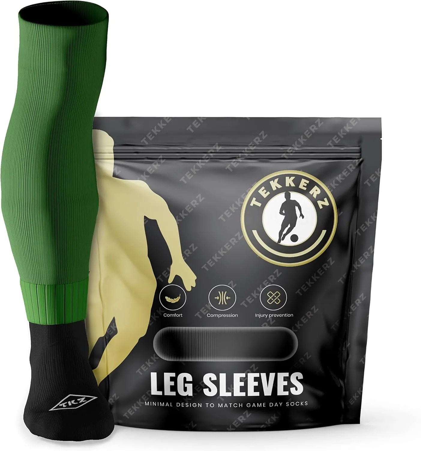 Tekkerz leg sleeve over 20 color variations compatible with grip socks for soccer, football, hockey, rugby athletic socks