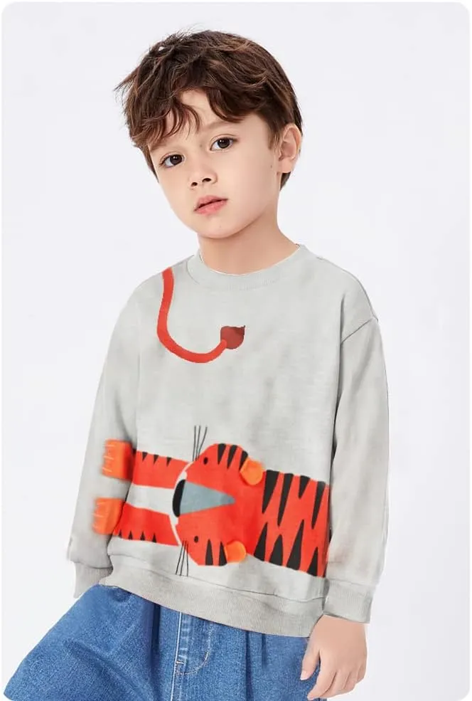 Toddler Boys Sweatshirts Long Sleeve Sport Elephant Sweat Shirt Dinosaur Pullover Crewneck Tops Tees Kids 2-7 Years