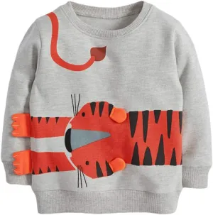 Toddler Boys Sweatshirts Long Sleeve Sport Elephant Sweat Shirt Dinosaur Pullover Crewneck Tops Tees Kids 2-7 Years