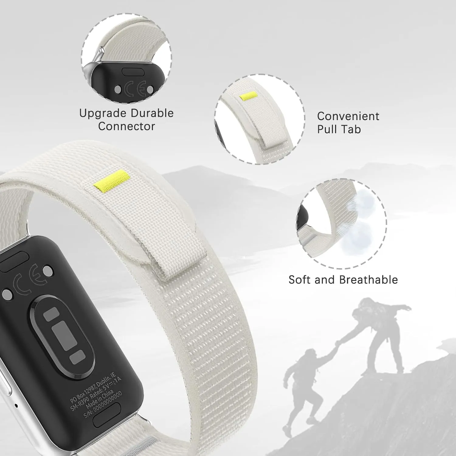 Trail Loop Nylon Compatible with Samsung Galaxy Fit 3 Bands, Sport Soft Adjustable Breathable Strap Replacement Wristband for Galaxy Fit 3 Band SM-R390 Women Men
