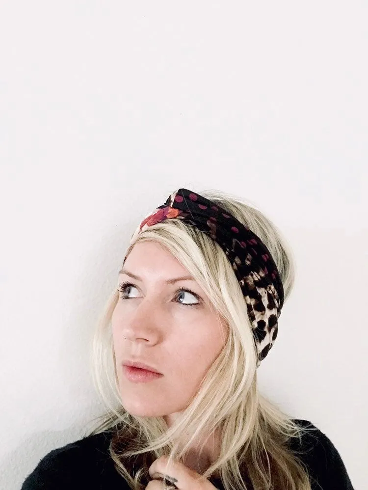Turban Headband, Upcycled Mixed Fabric Turban, Eco Friendly