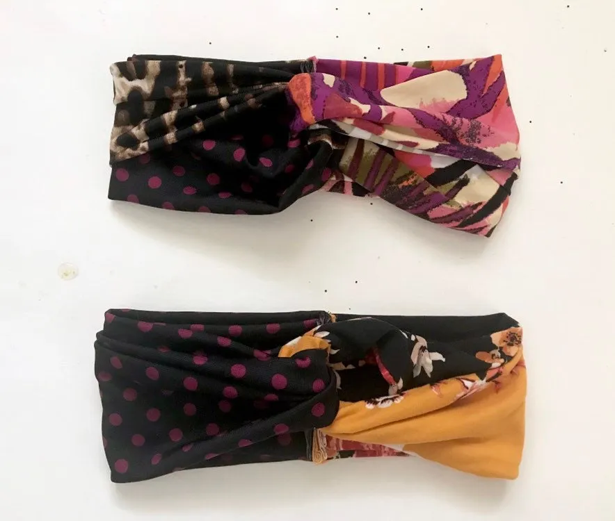 Turban Headband, Upcycled Mixed Fabric Turban, Eco Friendly