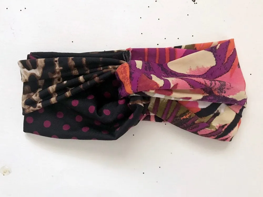 Turban Headband, Upcycled Mixed Fabric Turban, Eco Friendly