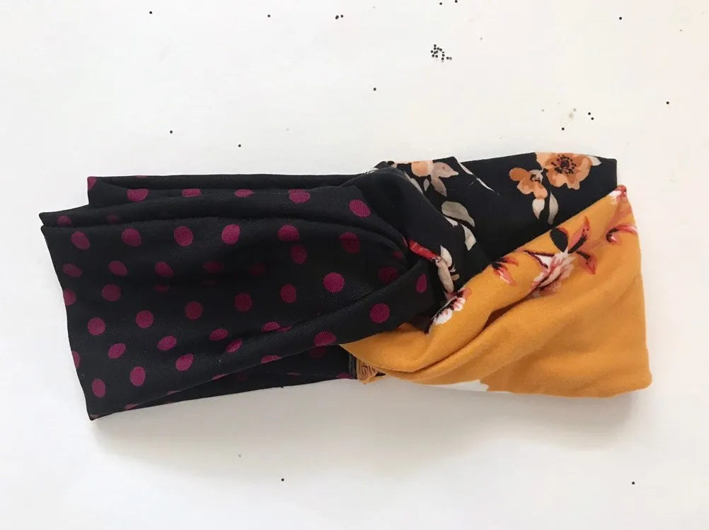 Turban Headband, Upcycled Mixed Fabric Turban, Eco Friendly