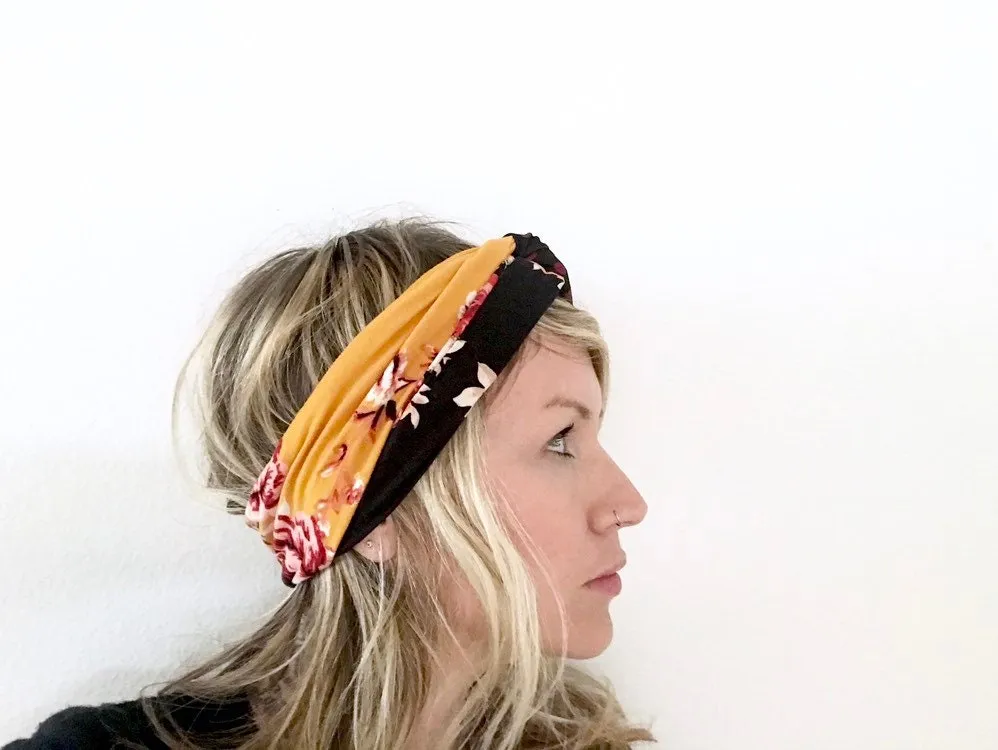 Turban Headband, Upcycled Mixed Fabric Turban, Eco Friendly
