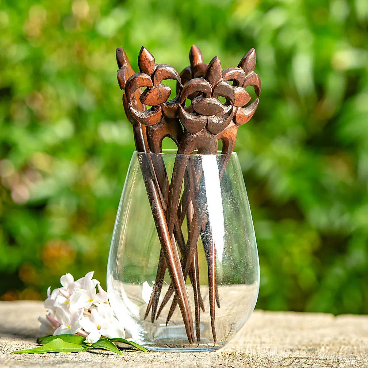 Turtle Wooden Double Prong Hair Stick