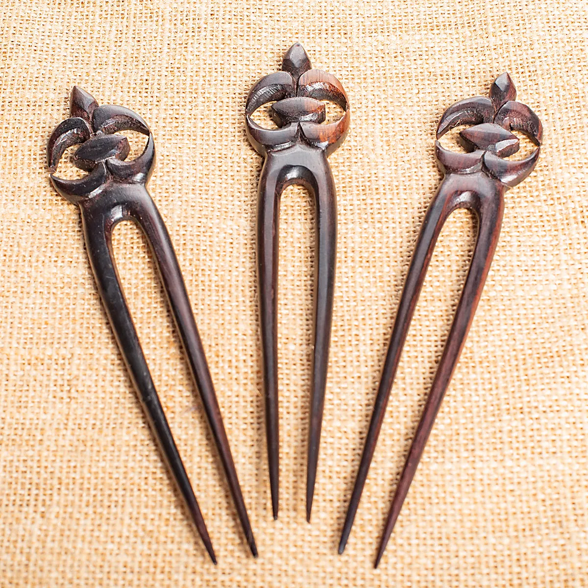 Turtle Wooden Double Prong Hair Stick