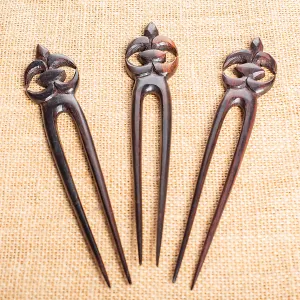 Turtle Wooden Double Prong Hair Stick