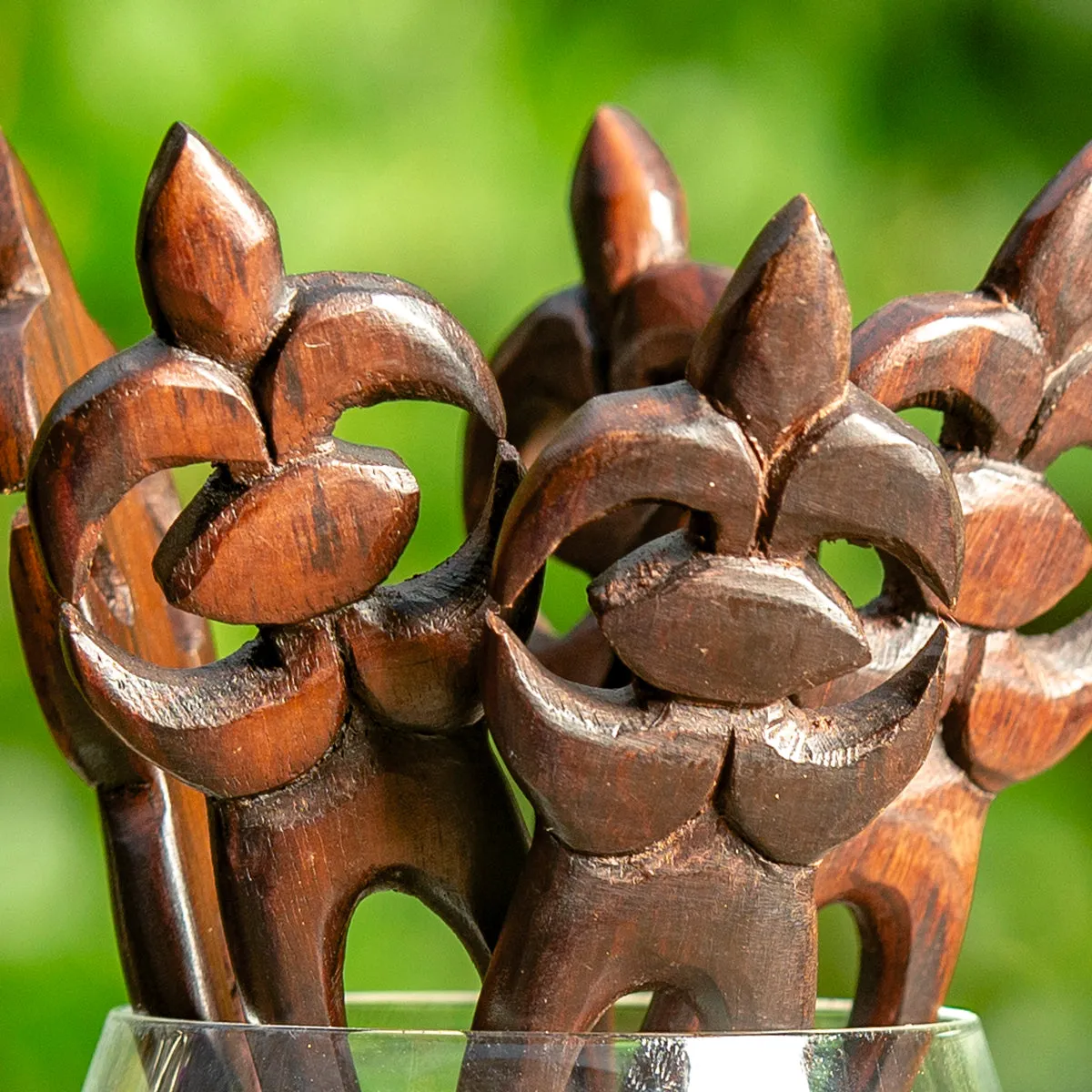 Turtle Wooden Double Prong Hair Stick