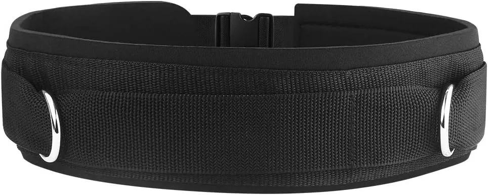 Waist Belt Neoprene Padded Gym Pulley Strap with Rings for Cable Machines Fitness Exercise Speed Agility Resistance Training