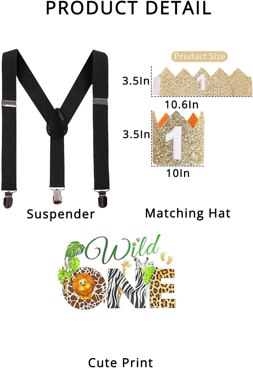 WOLBAY First Birthday Outfit Boy One Birthday Decorations Birthday Crown Hat Baby Bow Tie Romper Onesie Bib Overall