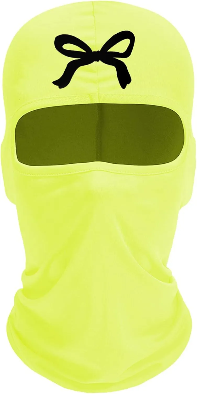 Women's Bow Print Balaclava Ski Mask Stylish Balaclava Face Mask Lightweight Ski Mask and Neck Gaiter for Outdoor Sports