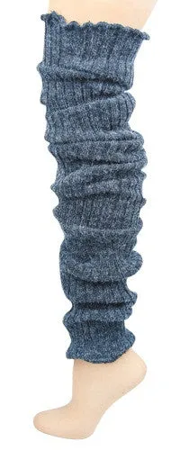 Women's Super Long Cable Knit Leg Warmers (Denim)