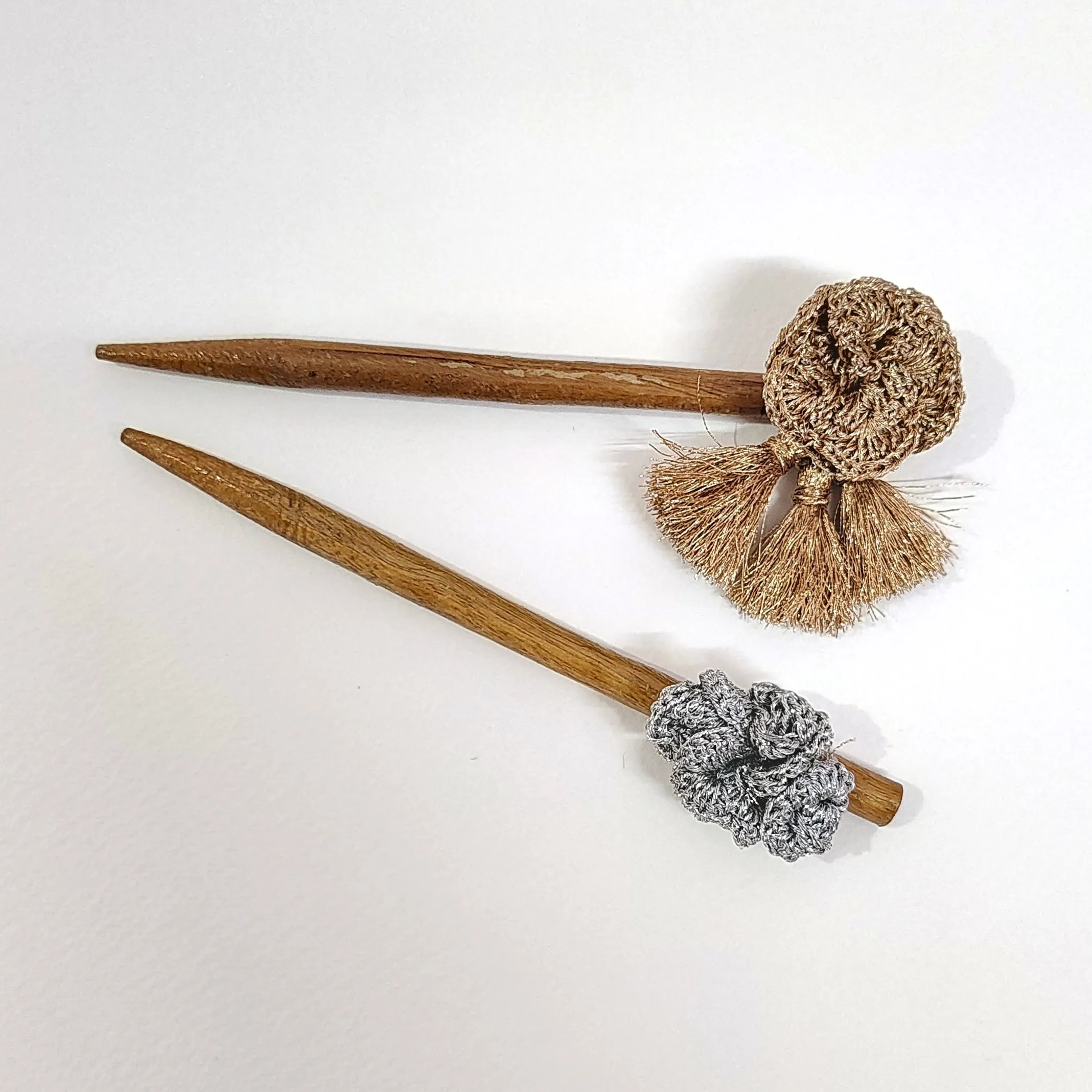 Wooden Hair Stick Golden And Silver