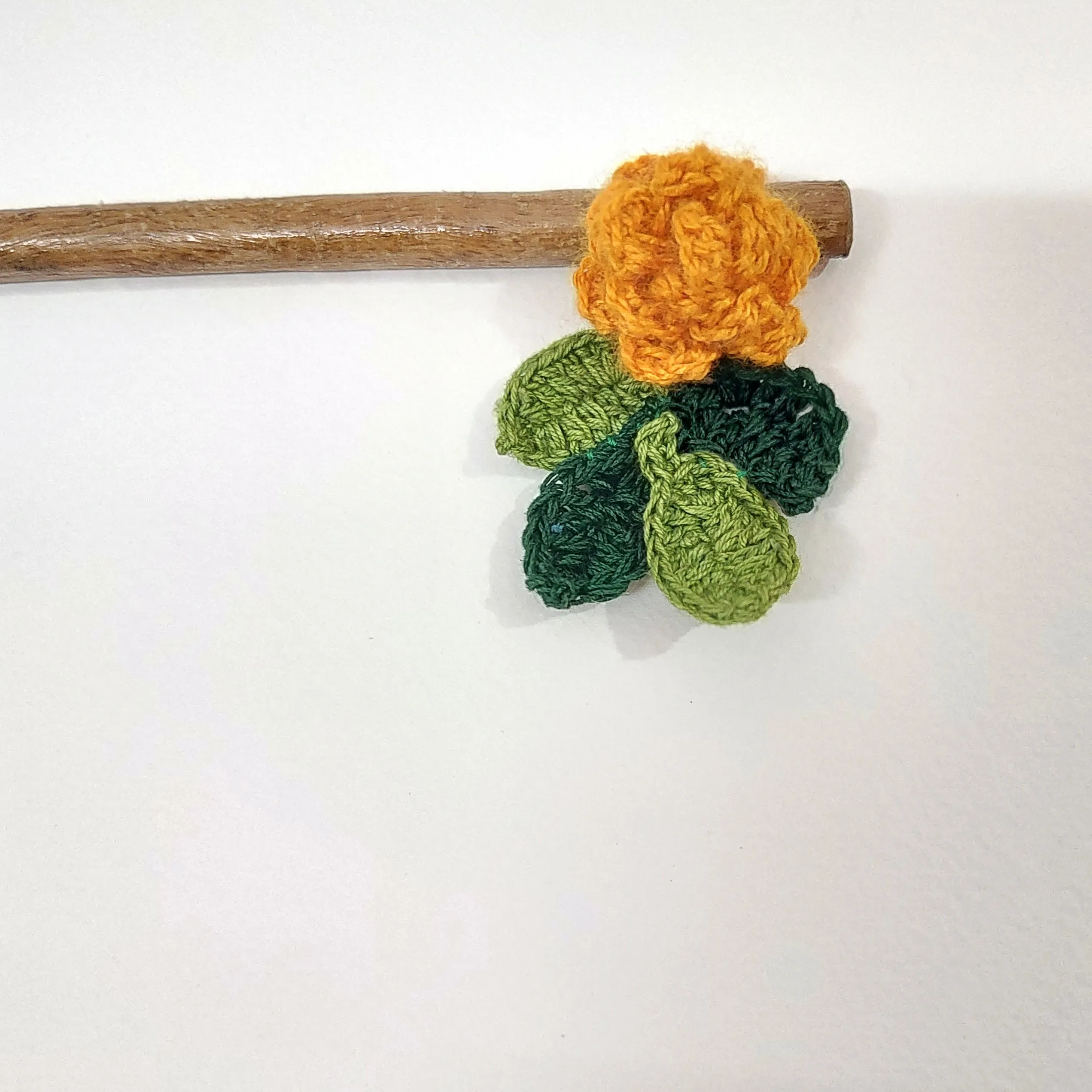 Wooden Hair Stick Marigold Orange