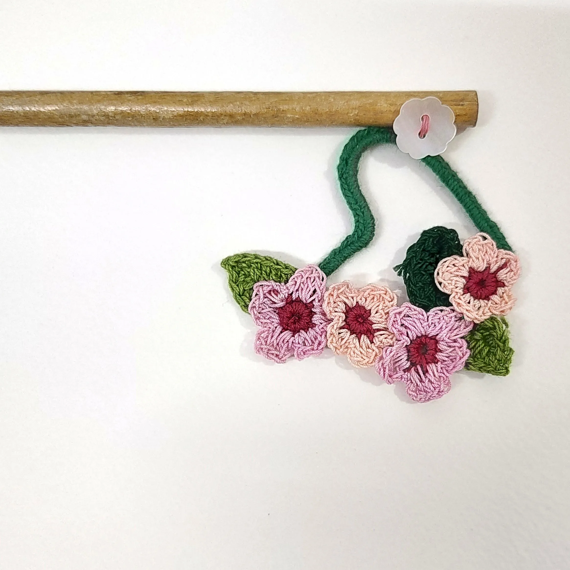 Wooden Hair Stick Pink And Green