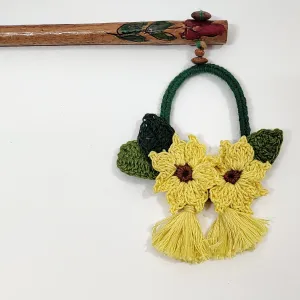 Wooden Hair Stick Sunflower Yellow And Green