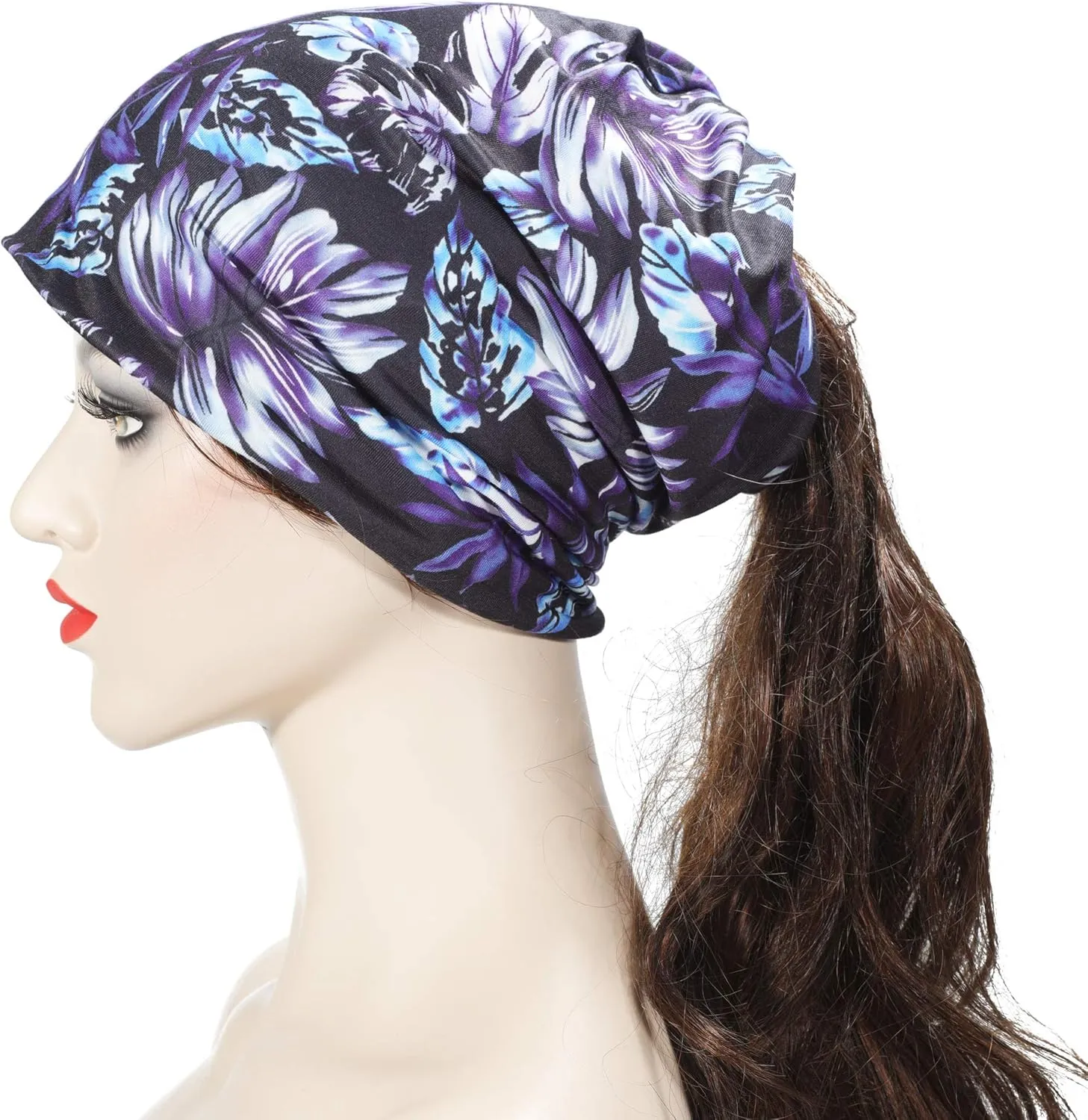 ZLYC Chemo Headwear Women Slouchy Beanie Head Scarf Hat Turban Covers Skull Cap